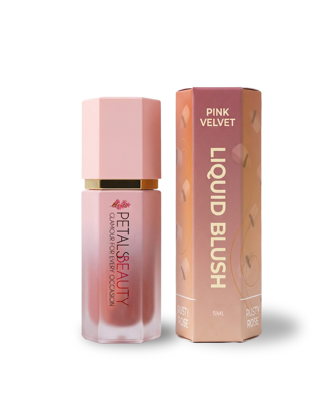 The Petals Beauty Pink Velvet liquid blush 5ml bottle with sponge applicator