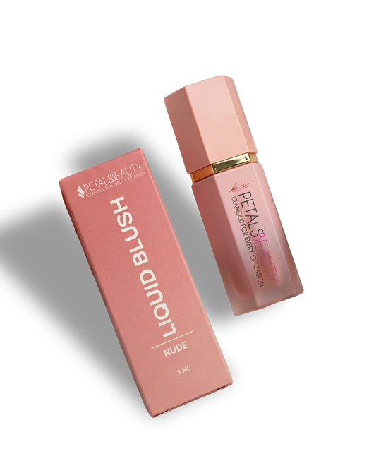 The Petals Beauty Nude Liquid Blush in a 5ml bottle, front view