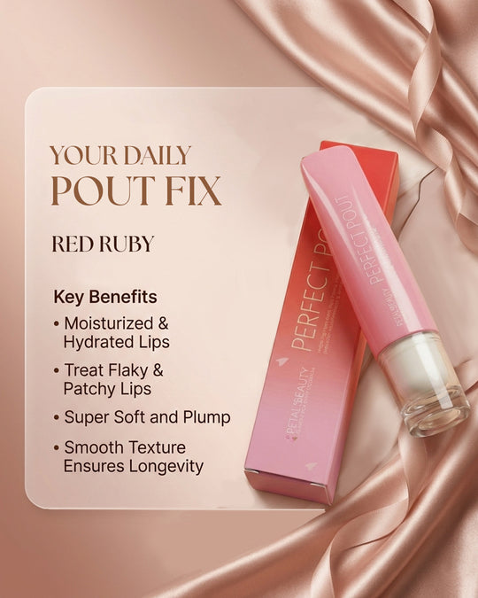 Red Ruby lip gloss benefits: 10ml, non-sticky, hydrating, high-shine finish