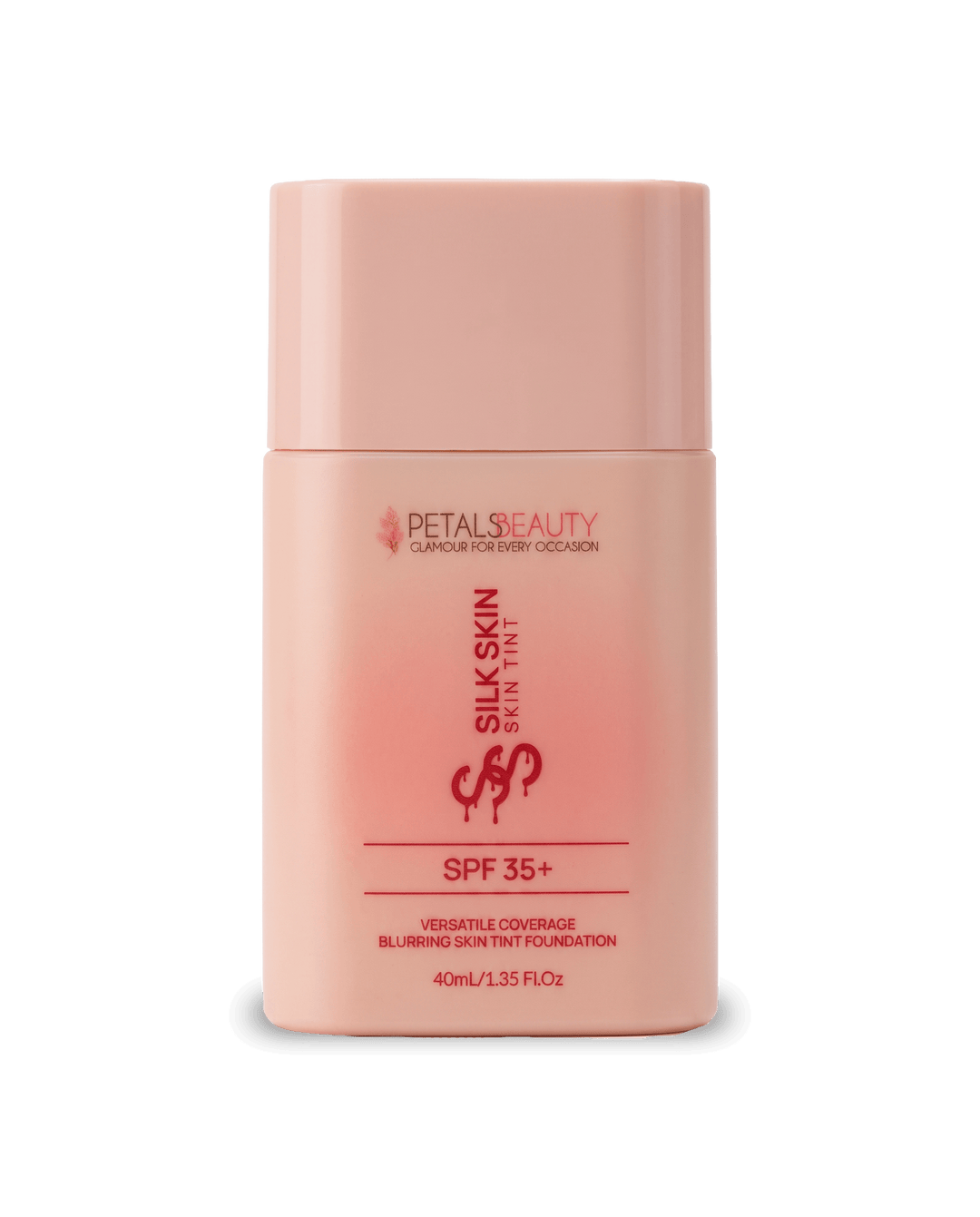 Petals Beauty Silk Skin Skin Tint 40ml bottle, lightweight buildable tinted base