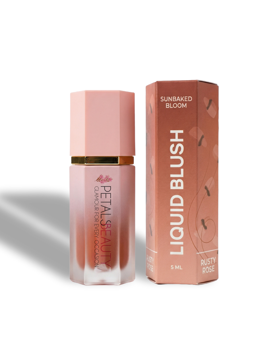 Sunbaked Bloom liquid blush by Petals Beauty, 5ml warm brick red shade