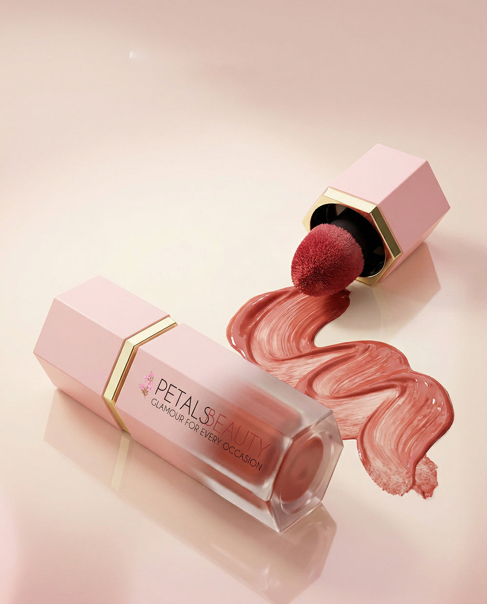 Sunbaked Bloom liquid blush bottle with built-in sponge applicator tip