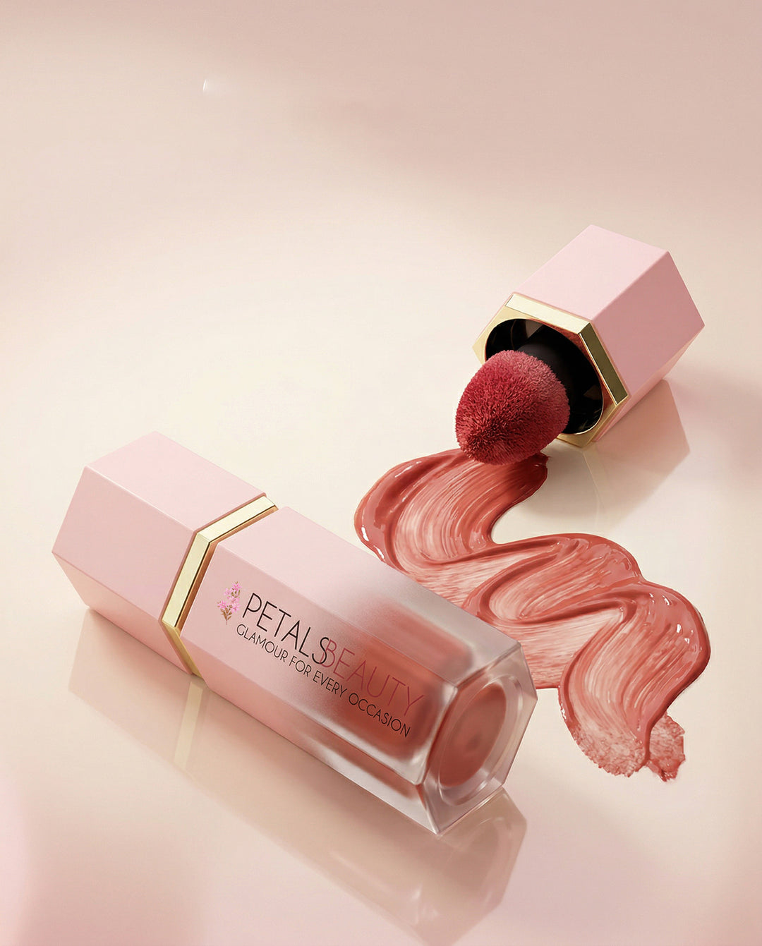 Sunbaked Bloom liquid blush bottle with built-in sponge applicator tip